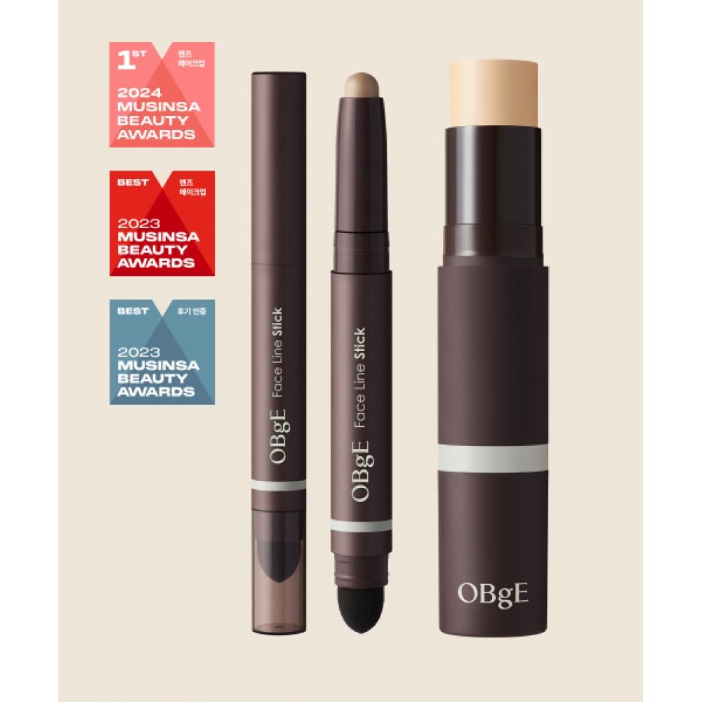 Набор Obge: Тональная основа с натуральным покрытием + Стик для контуринга лица Face line stick + foundation sand