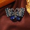 Elegant Vintage Butterfly Brooch With Rhinestones Accent For Women Fashion Animal Badge Wedding Party Accessory