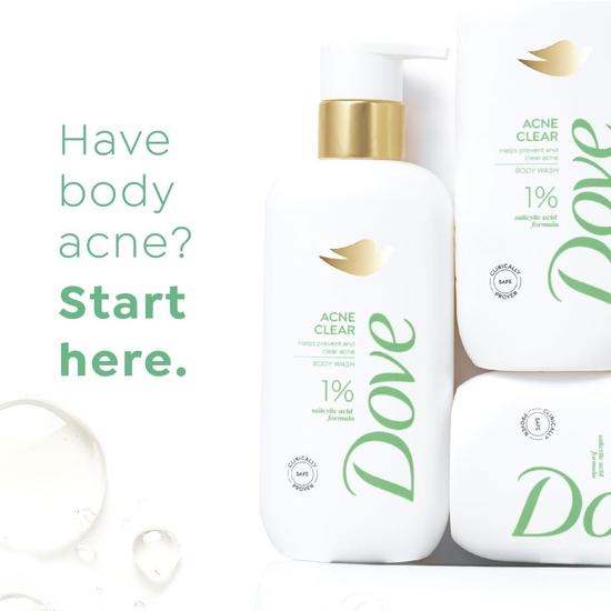 DOVE Acne Clear Serum Body Wash|1% Salicylic Acid Formula| Clears and Helps Prevent Acne | Paraben & SLS Free | 300 Ml