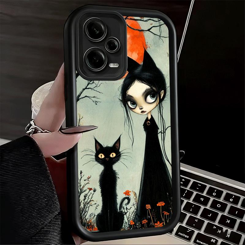 Phone Case for Xiaomi Redmi Note 15 14 13 Pro Plus Black Cat Witch Aesthetics Shell 12S 11 11S 11T 5G 14S Soft Silicone Funda