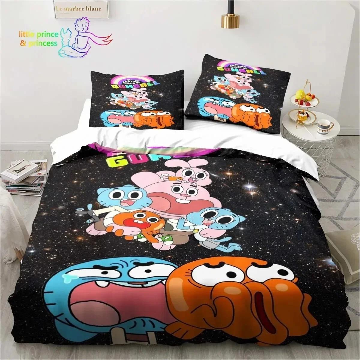 

Amazing World Gumball 3D Printed Комплект постільної білизни Single Twin Full Queen Size Bed Set Adult Kid Bedroom Spaling Set EU King 240x220cm