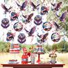 48 Pcs Patriotic Hanging Swirls Decoration Eagle American Flag Ceiling Hanging Foil Streamers for Veteran Day Party Supplies