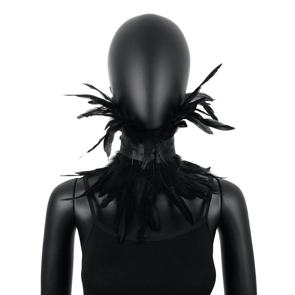 Gothic Style, Feather Scarf, Halloween Decoration, Makeup Ball, Runway Show Accessories, Scarf Clothing Accessories