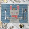 4pc S 30x45cm Childrens Cute Animal Pattern Placemat Cotton Linen Fabric Table Mats Family Dinner Tableware Kitchen Table Mat Wjy