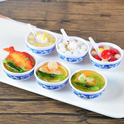 4cm Realistic Mini Bowl Set: 40 Styles of Noodles, Tangyuan, and Snacks for Children's Play and Food Display.