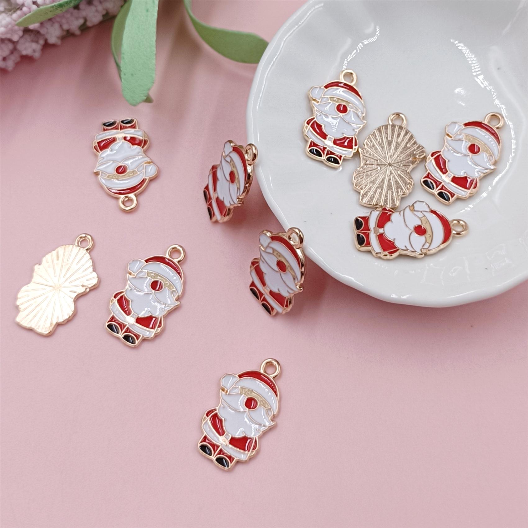 

Ручной работы Санта-Клаус Ювелирные аксессуары Рождественская елка Рождественские украшения Ручная работа 10 шт. Капельное масло из сплава Милый колокольчик Рождественский кулон Ожерелье DIY Santa Claus 2