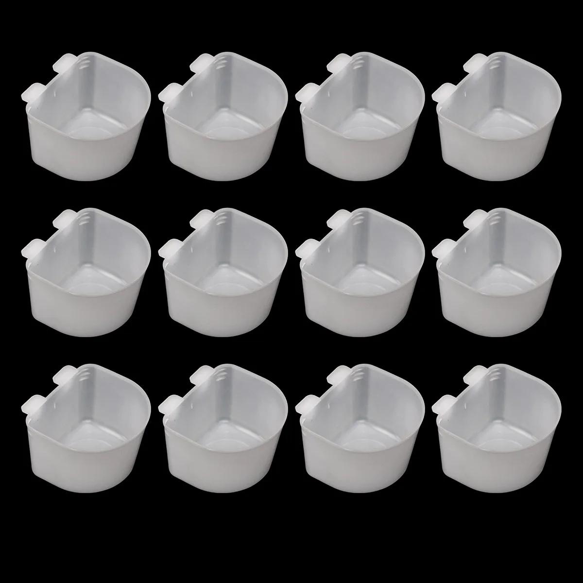 

12Pcs Quail Parrot Feed Water Bowl Bird Drinker Practical Water Food Cup Bowl for Small Bird Feeder Waterer Clip белый