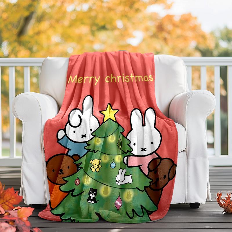 1pc Miffy2 Theme Blanket - Digital Print, Polyester, Cozy for All Seasons, Perfect for Outdoor, Camping, and Travel