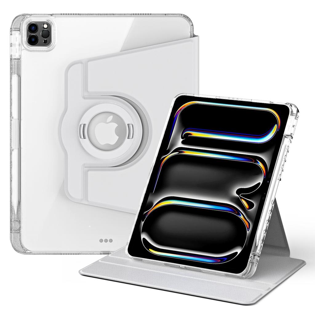 For iPad Pro 13 (2025)/13 (2024) Case Stand Leather+ Clear Acrylic Detachable Tablet Cover