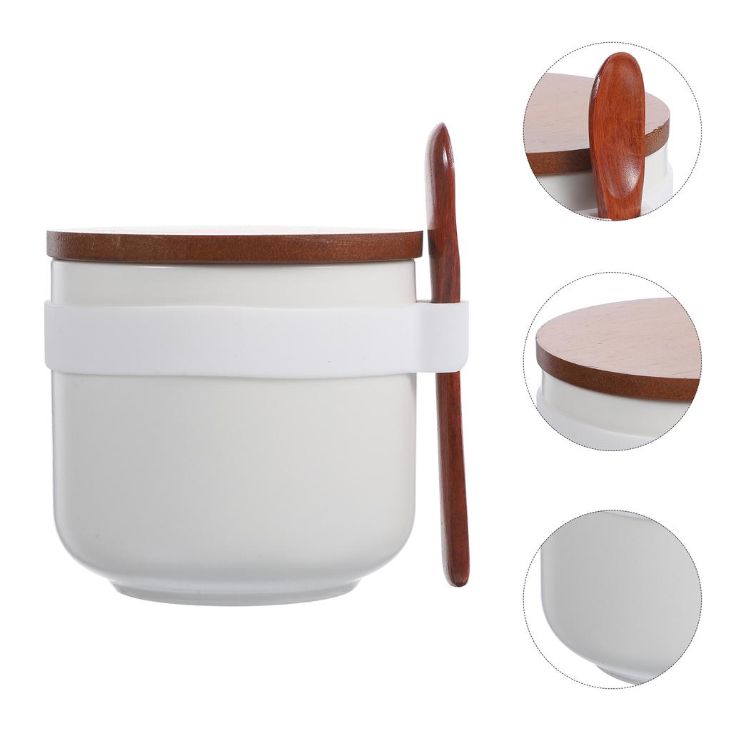 Spice Jar Ceramic Seasoning Home Kitchen Bottle Box Set Salt Sugar Creative Spices Canisters Wood Candy Holder Storage