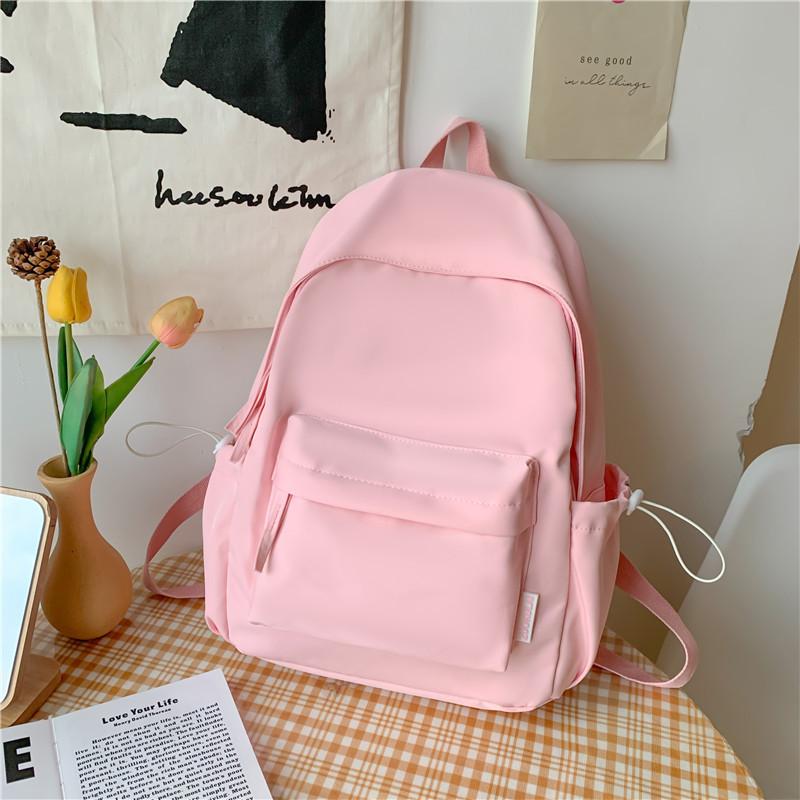 Solid Color Schoolbag College Student Backpack New Style Junior High School Student Large Capacity Backpack