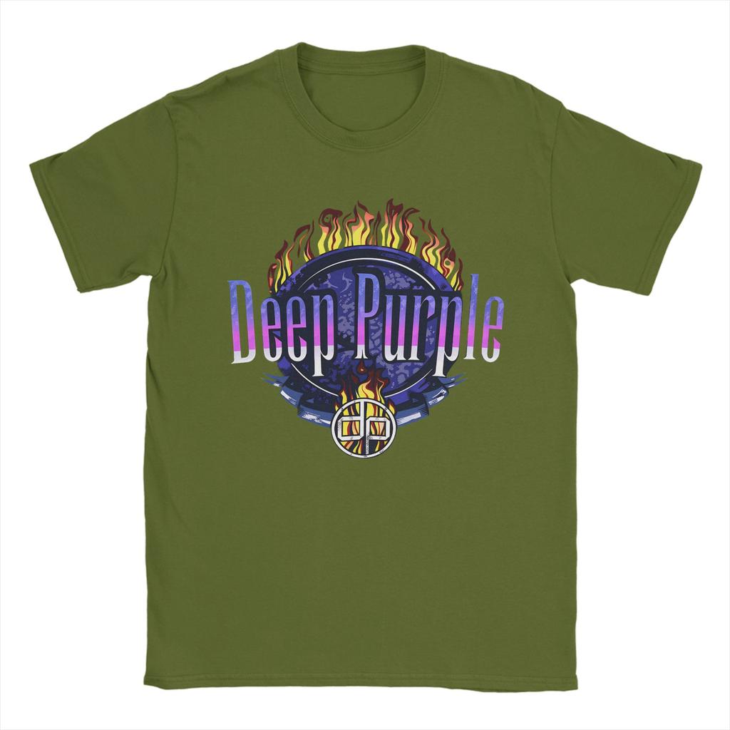 Deep Purple band  TShirt Unisex  Vintage Cotton Tee Shirt Round Collar Short Sleeve T Shirts Printing Clothing