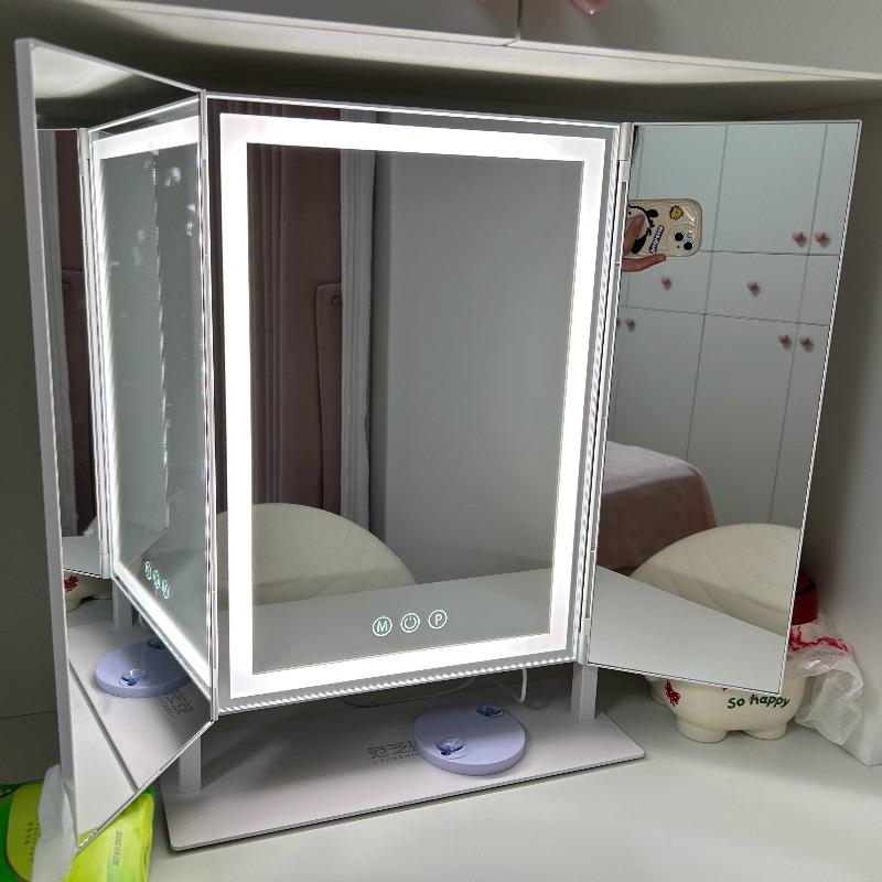 Folding Mirror Aesthetic Led Mirrors Luxury Decorative Makeup Mirror Elegant Tabletop Mirrors with Light Bedroom Decoration