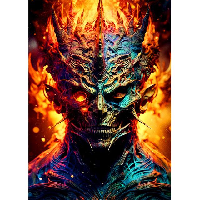 Abstrakt Fantasy Lågdemon Ondska Tryck Poster Canvas Målning Modern Väggkonst Bilder För Vardagsrum Sovrum Hemdekoration