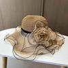 Summer eaves organza flower pot hat women's elegant temperament sunshade sunscreen hat fashion travel beach hat
