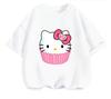 Sanrio 2026 Summer Comic Form Hello Kitty Image 100 Cotton Printed Casual Tshirt Adult Children Parentchild Top Homewear Y2k