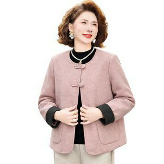 

2026 New Style Spring & Autumn Jacket: Chic Wide-Hip Design for Middle-aged & Elderly Women XL рожевий