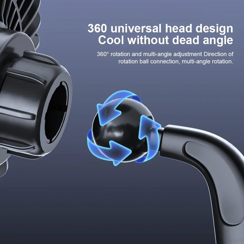 USB Single Head Car Fan 12V/24V with Suction Cup Windshield Desk Fan 360 Degree All-Round Car Air Fan for Vehicle Home Office