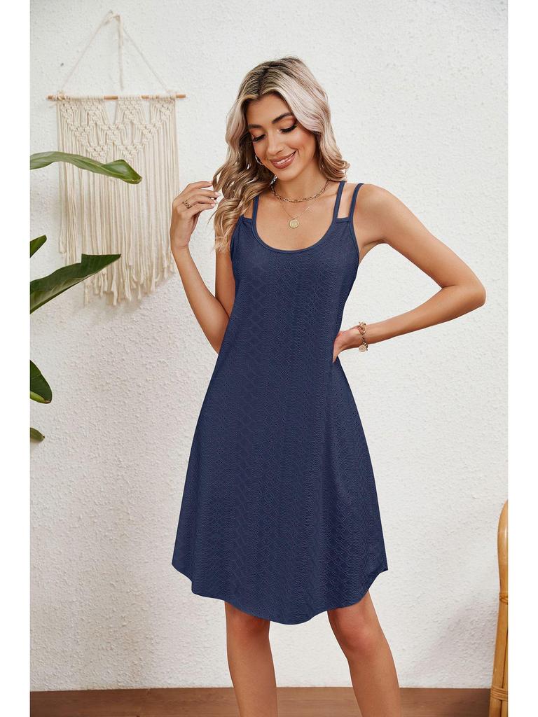 2024 Summer Solid Color Spaghetti Strap Sleeveless Dress