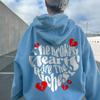 2025 New European Women's Drop Shoulder Ribbed Hoodie Sweatshirt with Print