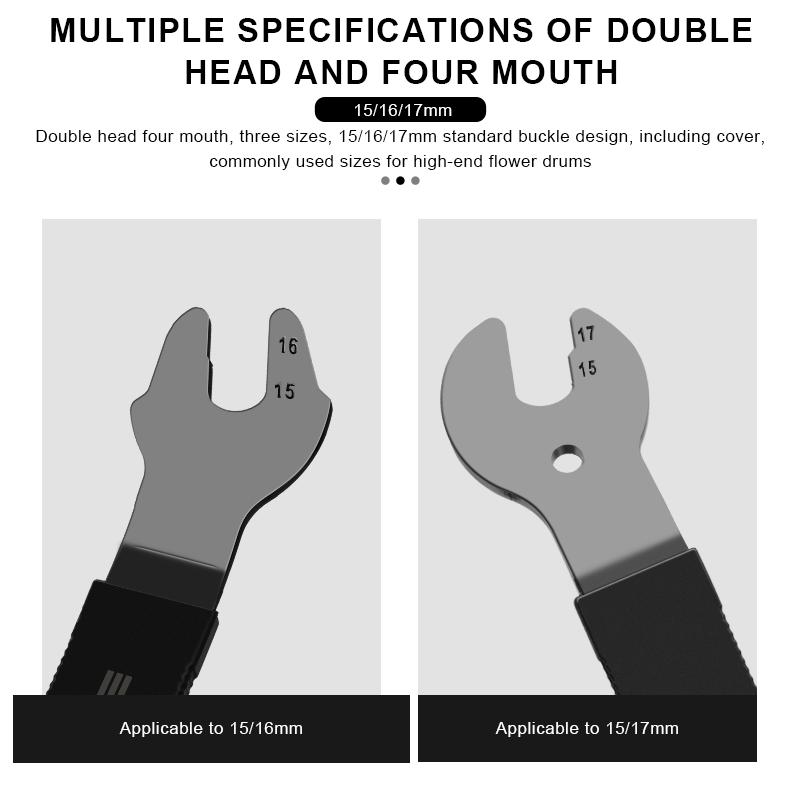 Bicycle Pedal Wrench 15/16/17mm Double Sided Road Mountain Bike Pedals Install Remover Removal Replace Repair Tool Spanner 15mm