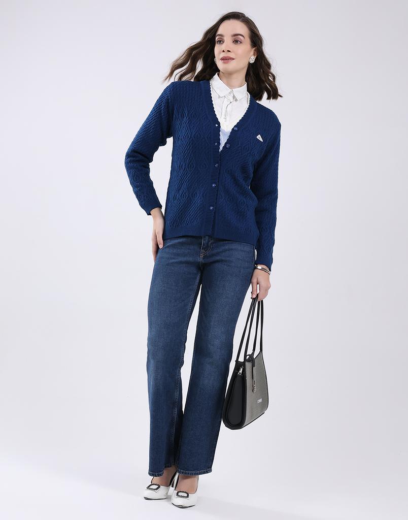 MONTE CARLO Women's V Neck Full Sleeve Cardigan
