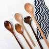 HOMDO Wooden Spoons, Pack of 5, Long Handle, High Heat Resistant, Cooking Spoons, Miso Soup Mixing Spoons, Long Spoons, Condiment Spoons, Korean Table