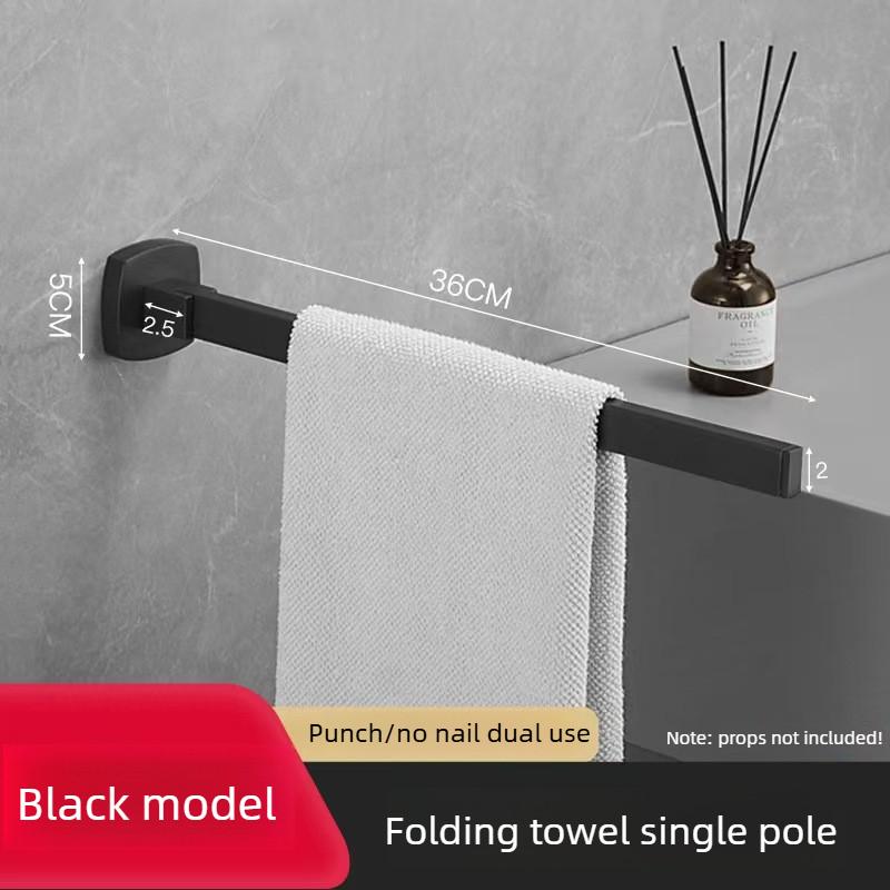 Folding Towel Rack Bath Towel Holder Perforated Wall Hanging Towel Bars 304 Stainless Steel Bathroom Shelf Kitchen Storage Rack