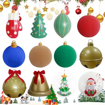 Inflatable Christmas Balls Multi-Purpose PVC Blow Up Ball Wear Resist Large Xmas Decotative Ball for Yards Lawns Porches Gardens
