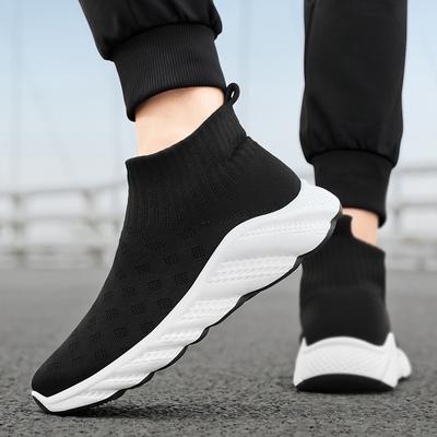 Large Size Summer Breathable High-top Fly-woven Shoes Men's New Running Soft-soled Casual Mesh Sports Trendy Shoes