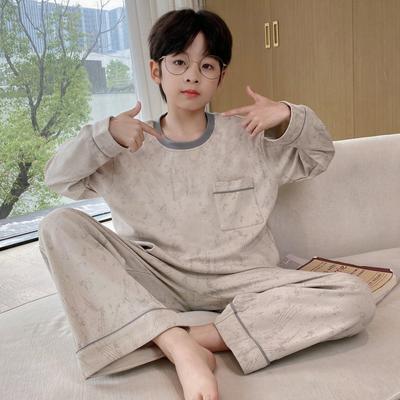 Boys Cotton Pajama Set Long Sleeve Cartoon Print Home Wear Outfit Teens Fall