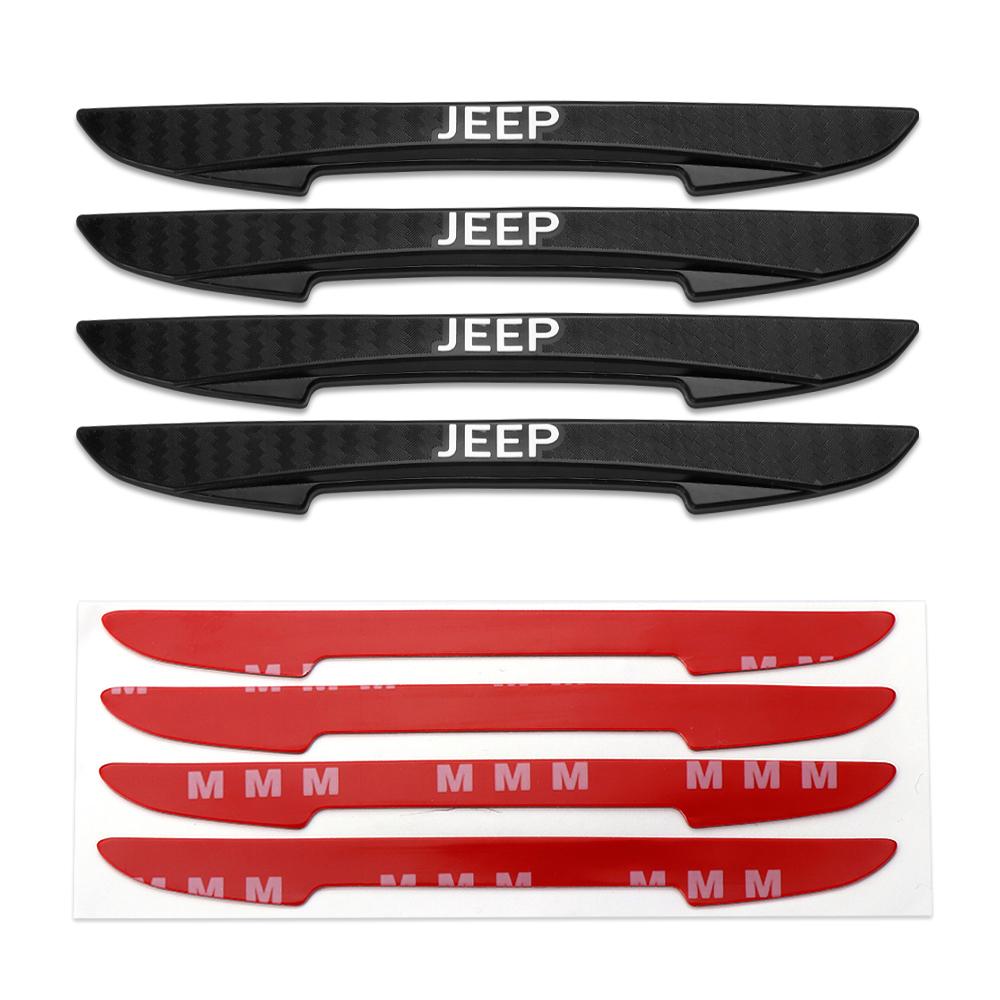 4Pcs Car Rubber Door Anti-collision Protection Strips Non-Slip Sticker For Jeep Renegade Patriot Wrangler Cherokee Compass Trail