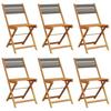 VidaXL Folding Garden Chairs Set of 6 Grey Solid Acacia Wood, Garden Seat, Patio Chair, Dining Chair of 3214605