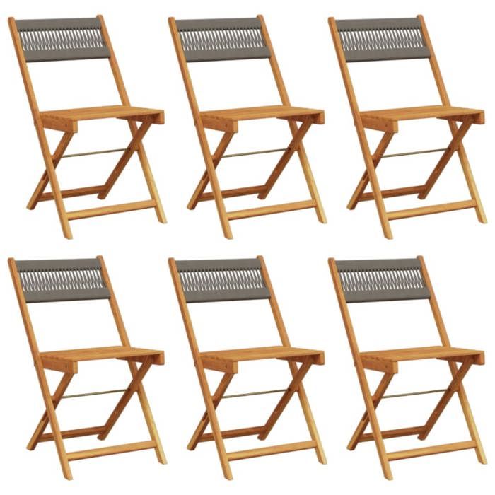 VidaXL Folding Garden Chairs Set of 6 Grey Solid Acacia Wood, Garden Seat, Patio Chair, Dining Chair of 3214605