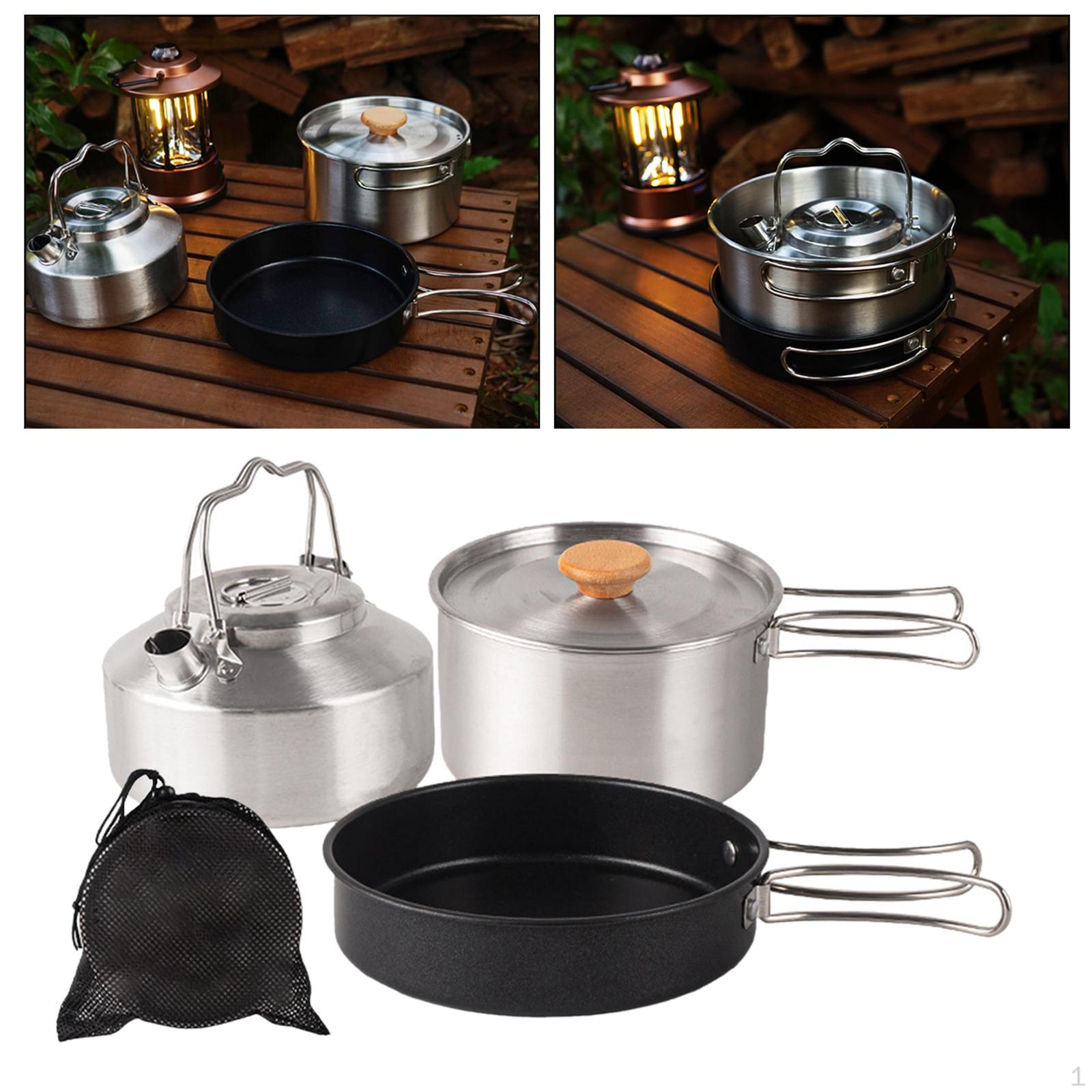 Camping Cookware Set Outdoor Cook Gear Lightweight Kitchen Utensils Hotpot Pot Pans and
