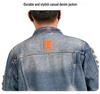 Xintang Men's American Retro Ripped Patchwork Denim Jacket - Loose Fit, Long Sleeve