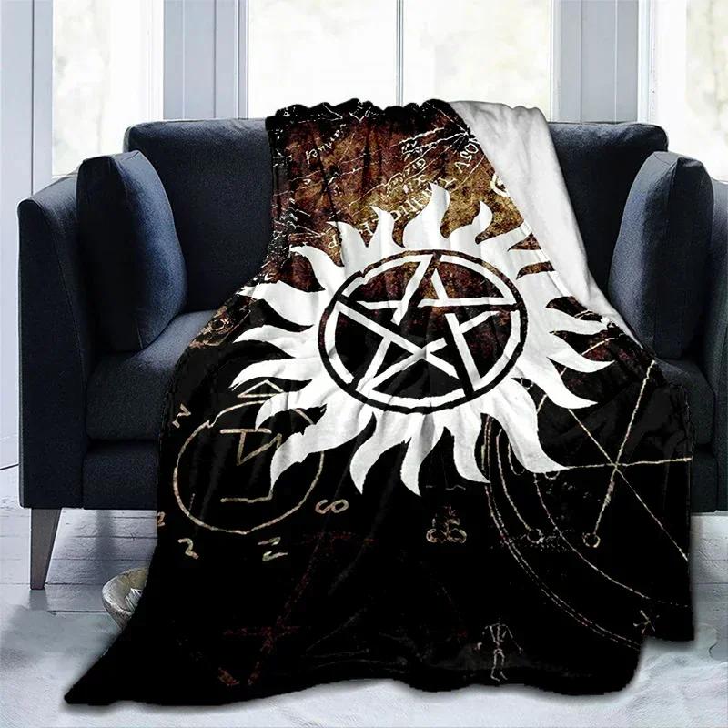 Film Supernatural - Kötü Güç Baskılı Battaniye, Moda Sıcak Kenarlı Battaniye, Piknik Battaniyesi, Yatak Battaniyesi, Doğum Günü Hediyesi