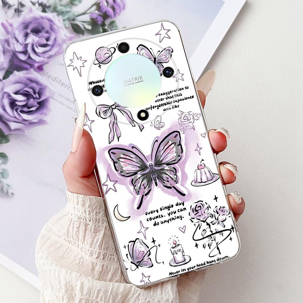 For Honor X9b 5G Case Flowers Butterfly Painted Cover Soft Silicone Casing For Honor X9 X9 b HonorX9b 5G Phone Case