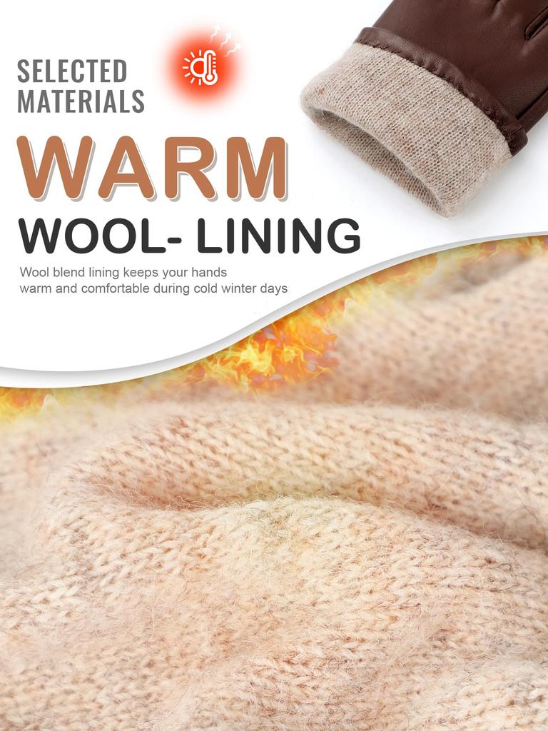 GSG Leather Smartphone Perfect for Size 13150 Women's Gloves, Compatible, Touchscreen, Driving, Winter, Warm, Motorcycles, Brown, L/8,