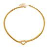 Stainless Steel Heart Necklace Hollow Snake Bone Chain for Women
