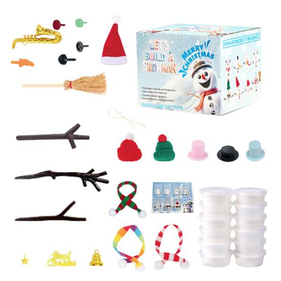 41/86/96/117/131Pcs/Set DIY Christmas Clay Snowman Kit Kids Handmade Build a Snowman Modeling Clay Crafts Xmas Stocking Stuffers Holiday Gift