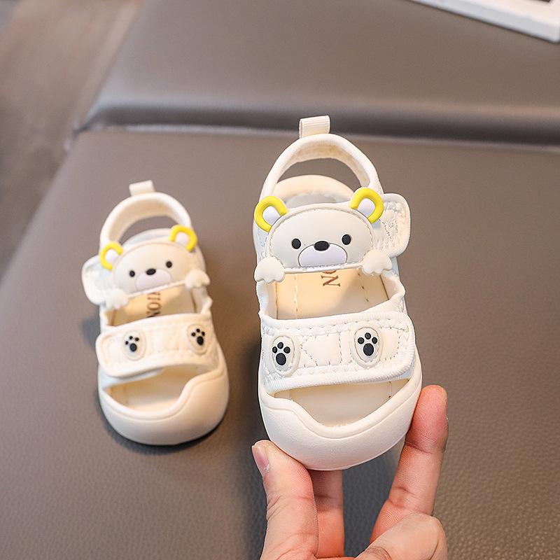 Korean Version Men's Soft Soled Summer Anti Slip Girls' Teddy Bear Beach Shoes 0-2 Years Old Baby Girls' Walking Sandals