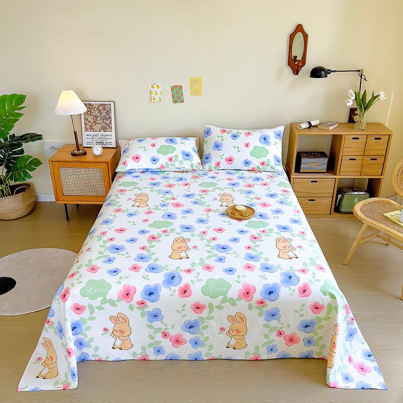 Painted Flowers 100% Cotton Bed Sheet Set Thickened Bedspread with Pillowcases Skin-friendly Breathable High Quality Bedding Set