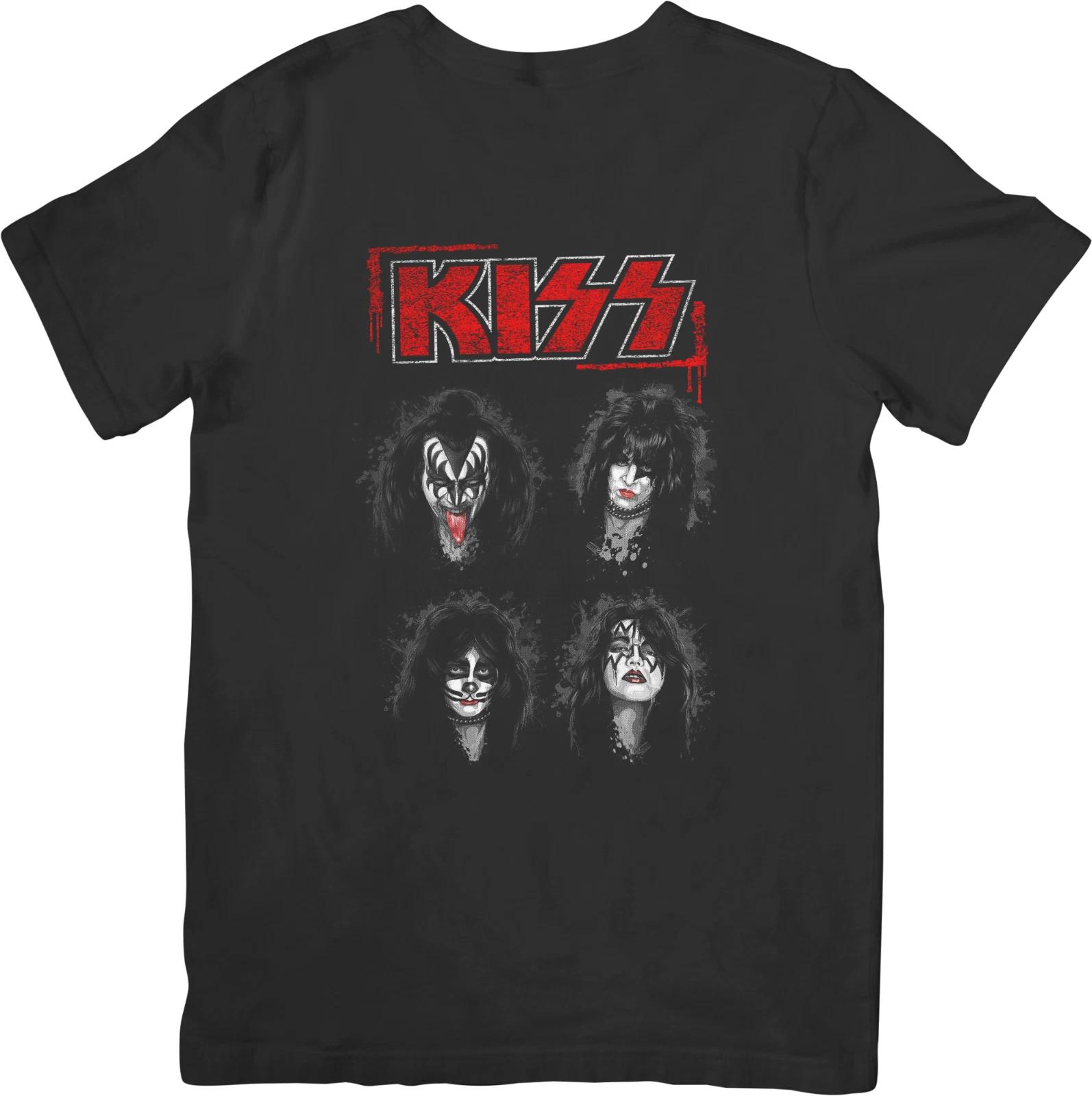 

Kiss Музыка Хэви-метал Унисекс Посадка для мужчин и женщин Качественная хлопковая футболка Черная L