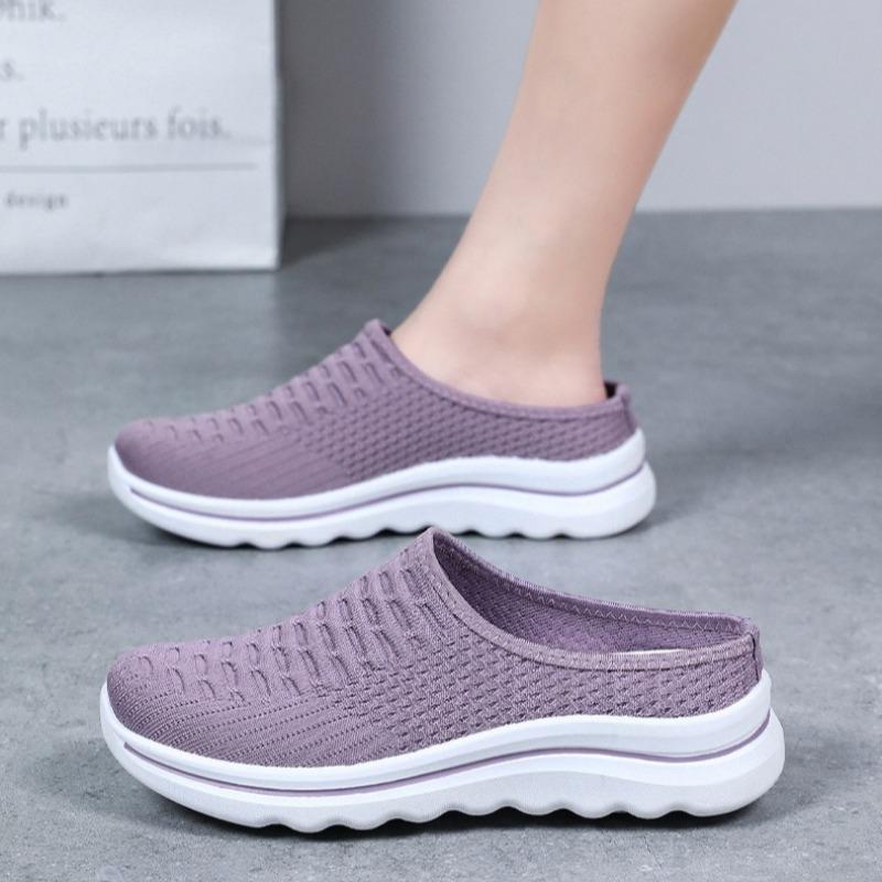 Mode Damen Mesh Schuhe Sommer Baotou Halbschuhe Bequeme Walking Flats Atmungsaktive Freizeitschuhe für Damen Slipper Zapatos Mujer