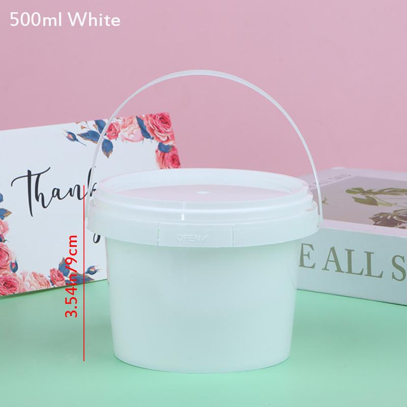 500/1000Ml Transparent Plastic Bucket With Lid And Handle Food Storage Container