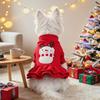 Pet Dog Winter Coat Small Breeds - Hooded Warm Christmas Red Dress With Snowman Design