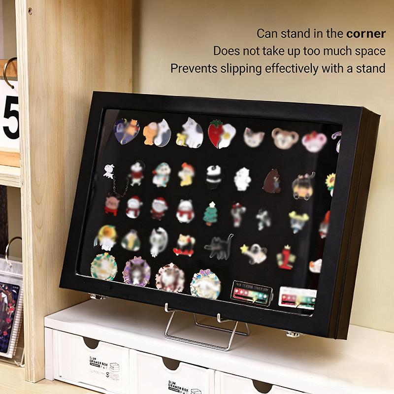 Collectible Badge and Brooch Display Box with Clear Dustproof Cover Jewelry Storage Holder Gift for Home Use