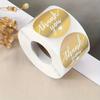 500pcs/1Rolls Champagne Golden "Thank You" Adhesive Labels, 3.8cm Round Paper Seals, Glossy Finish, Self-Adhesive, Single Use for Packaging