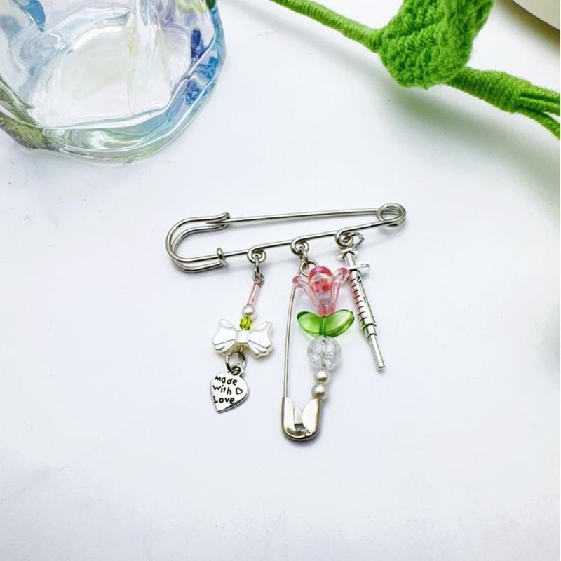 Fashion Bowknot Flower Brooch Cardigan Collar Brooch Clips Sweater Shawl Clips Waist Pants Extender Safety Pins